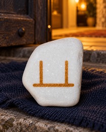 Design visualization of the selected sign: Peaceful Threshold Stone – hand-painted Threshold