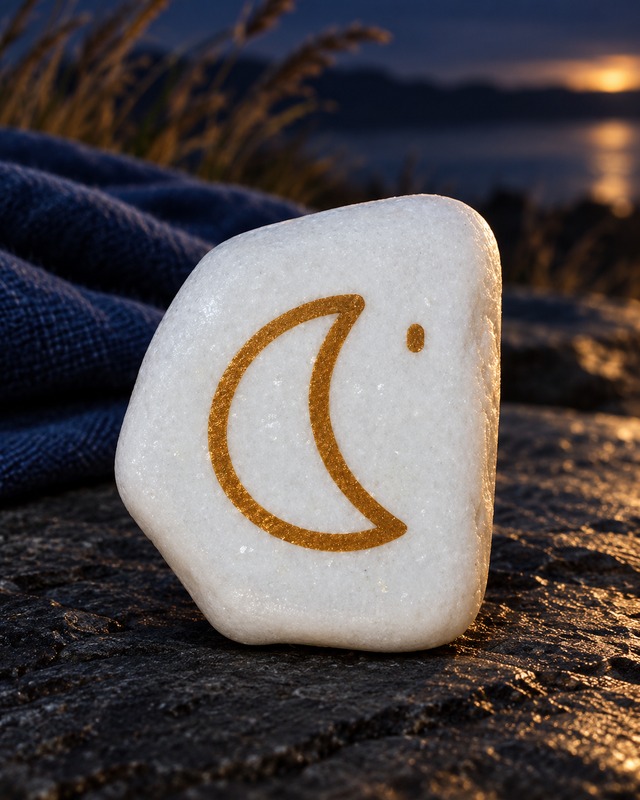 Personal Cycles Stone – hand-painted Crescent Moon