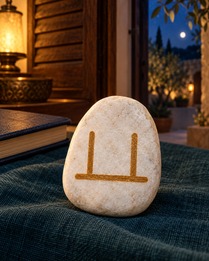Design visualization of the selected sign: Quiet Boundary Stone — Hand-painted Threshold
