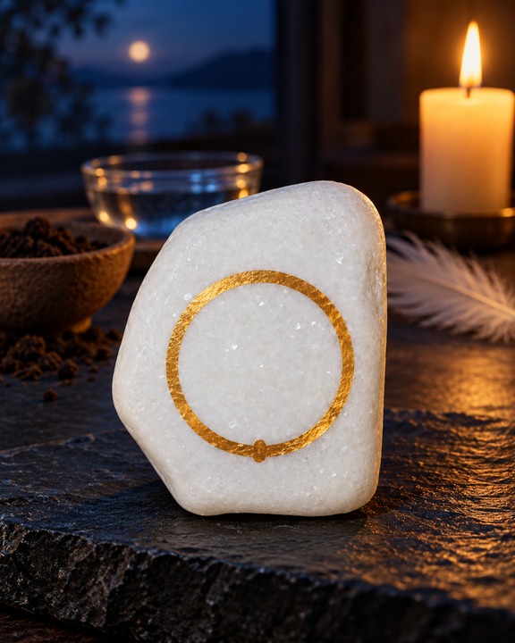 Design visualization of the selected sign: Four Elements Stone – hand-painted Circle